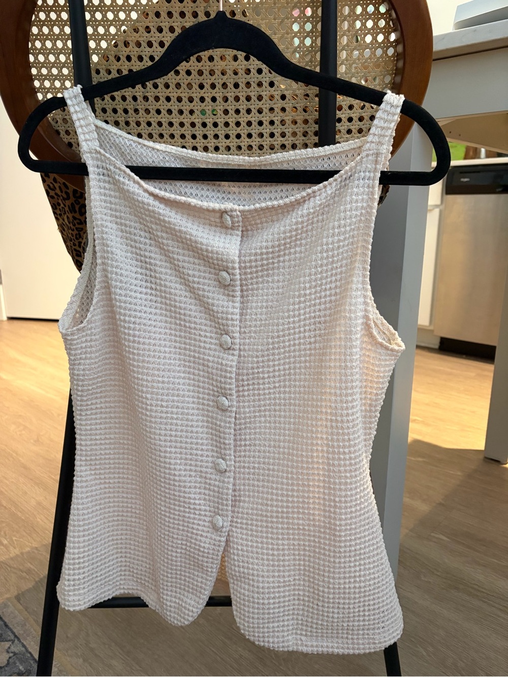 SHEIN White Waffle Knit Button-Front Camisole